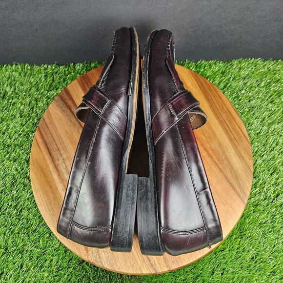 GH Bass & Co Men’s Size 11.5M Burgundy Leather Fringe Buckle Loafers Shoes - Picture 8 of 11